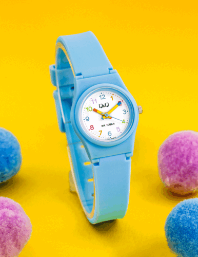 큐앤큐 V28A-006VY 심플 스카이 블루 어린이 초등학생 여성 방수 패션 손목시계